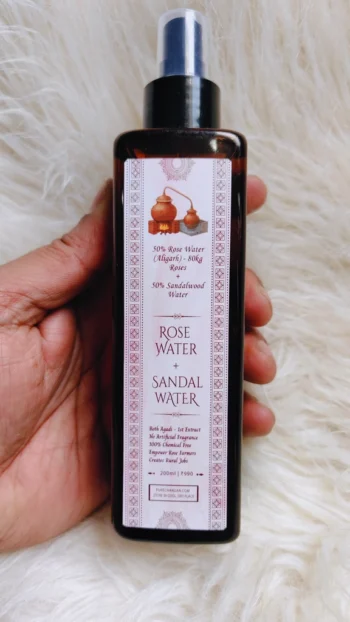 50% Gulab Jal (Aligarh - 80kg Roses) + 50% Sandalwood Water (Both 1st Extract)
